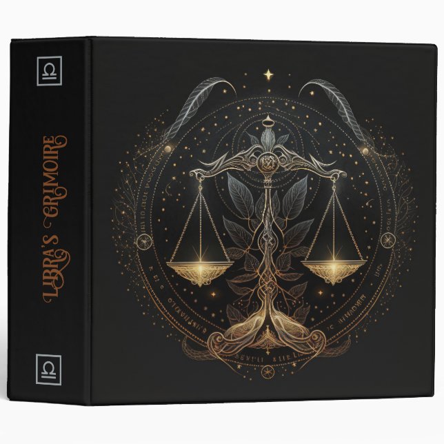 Create Your Own Mystical Astrology Libra Zodiac 3 Ring Binder (Front/Spine)