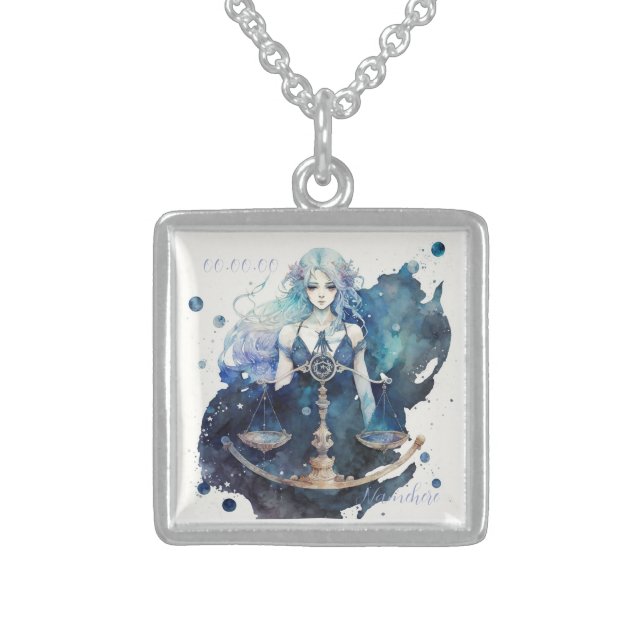 Create Your Own Mystical Astrology Libra Zodiac Sterling Silver Necklace (Front)