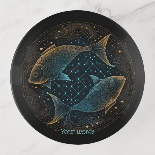 Create Your Own Mystical Astrology Pisces Zodiac Trinket Tray (Front)