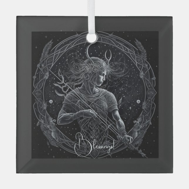 Create Your Own Mystical Astrology Sagittarius Glass Ornament (Front)