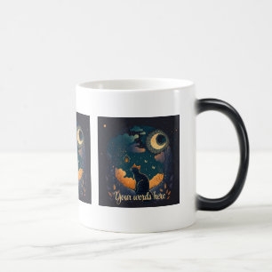Create Your Own Mystical Black Cat & Birds Color Morph Mug