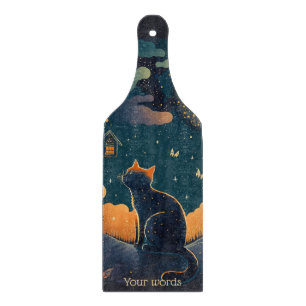 Create Your Own Mystical Black Cat & Birds Cutting Board