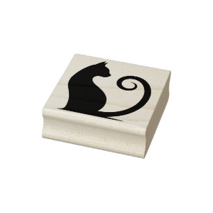 Create Your Own Mystical Black Cat Curled Tail Rubber Stamp