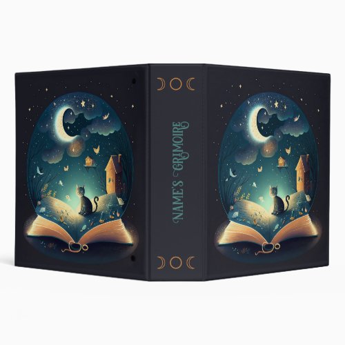 Create Your Own Mystical Black Cat  Grimoire 3 Ring Binder