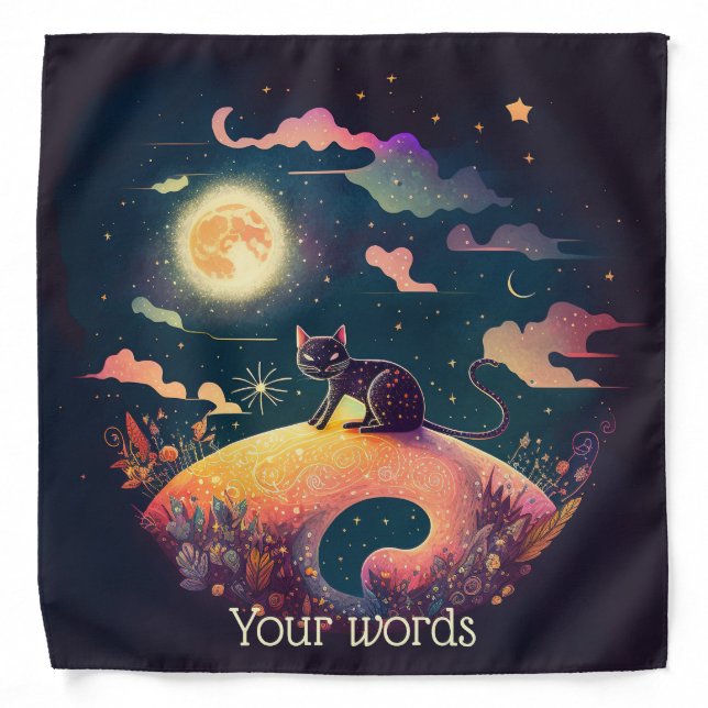 Create Your Own Mystical Black Cat Landscape Bandana (Front)
