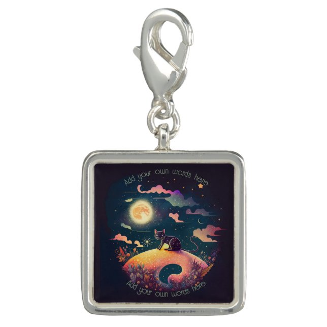 Create Your Own Mystical Black Cat Landscape Charm (Front)