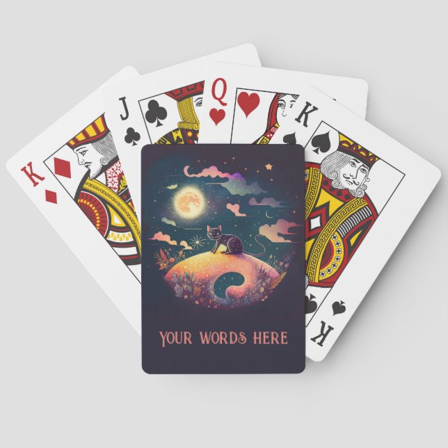 Create Your Own Mystical Black Cat Landscape Poker Cards (Back)