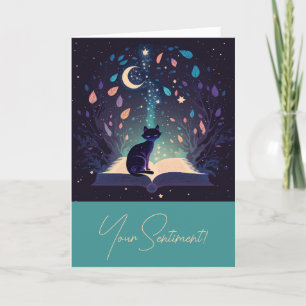 Create Your Own Mystical Black Cat Magic Holiday Card