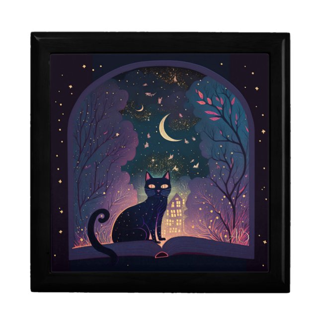 Create Your Own Mystical Black Cat Magic Window Gift Box (Front)