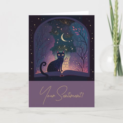 Create Your Own Mystical Black Cat Magic Window Holiday Card