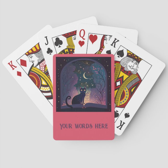 Create Your Own Mystical Black Cat Magic Window Poker Cards (Back)