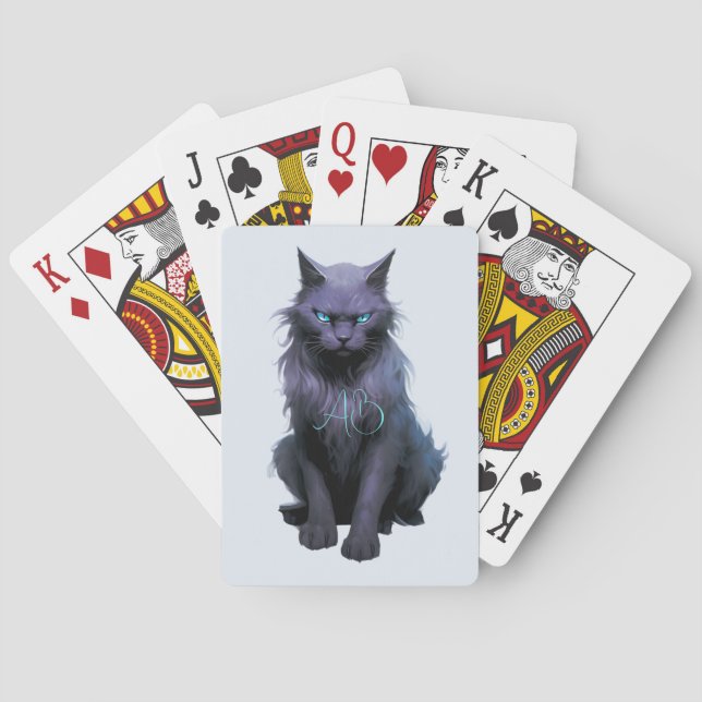 Create Your Own Mystical Black Cat Poker Cards (Back)