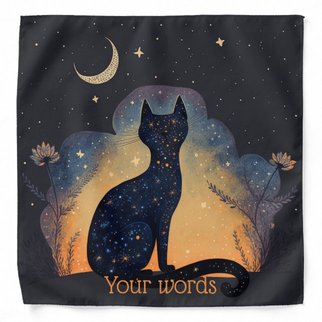 Create Your Own Mystical Black Cat Silhouette Bandana (Front)