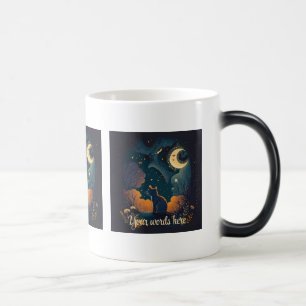 Create Your Own Mystical Black Cat Under Moon Color Morph Mug