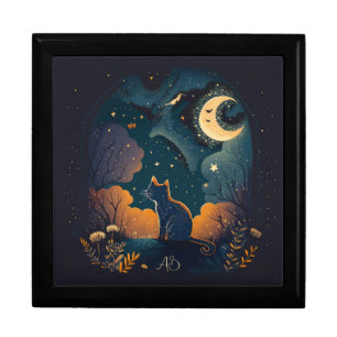 Create Your Own Mystical Black Cat Under Moon Gift Box
