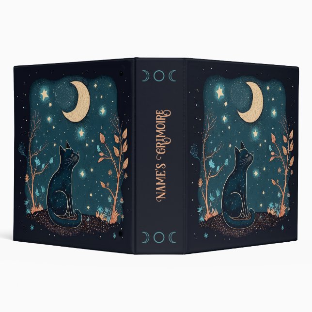 Create Your Own Mystical Black Cat & Wildflowers 3 Ring Binder (Background)