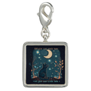 Create Your Own Mystical Black Cat & Wildflowers Charm