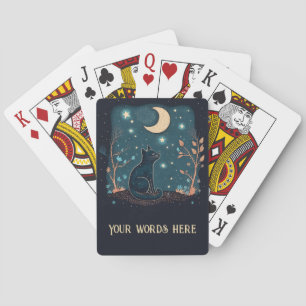 Create Your Own Mystical Black Cat & Wildflowers Poker Cards