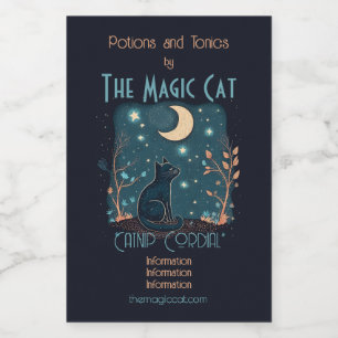 Create Your Own Mystical Black Cat & Wildflowers Wine Label
