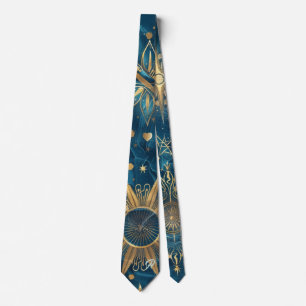 Create Your Own Mystical Blue & Gold Celestial Neck Tie