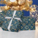 Create Your Own Mystical Blue &amp; Gold Celestial Wrapping Paper