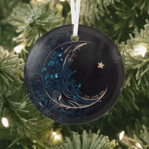 Create Your Own Mystical Blue & Gold Moon Glass Ornament