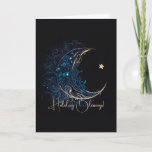 Create Your Own Mystical Blue &amp; Gold Moon Holiday Card