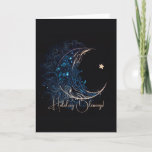 Create Your Own Mystical Blue &amp; Gold Moon Holiday Card