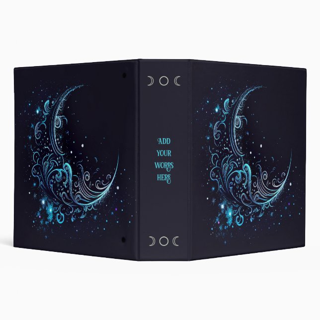 Create Your Own Mystical Blue & Silver Moon 3 Ring Binder (Background)