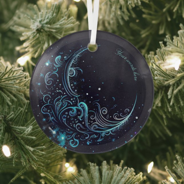 Create Your Own Mystical Blue & Silver Moon Glass Ornament (Insitu)