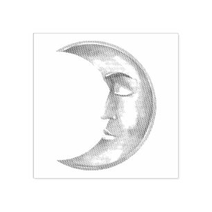 Create Your Own Mystical Crescent Moon Man Rubber Stamp