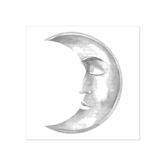 Create Your Own Mystical Crescent Moon Man Rubber Stamp (Imprint)