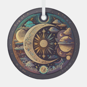 Create Your Own Mystical Crescent Moon & Planets Glass Ornament