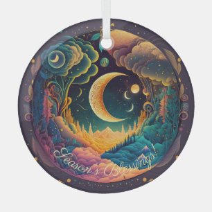 Create Your Own Mystical Crescent Moons Forest Glass Ornament