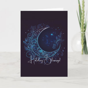 Create Your Own Mystical Filigree Moon Holiday Card