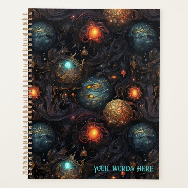 Create Your Own Mystical Magic Orbs Black Planner (Front)