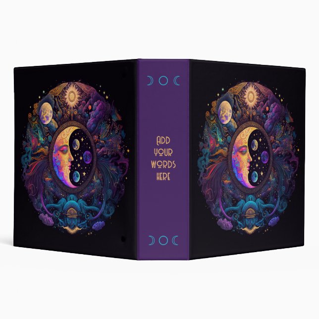 Create Your Own Mystical Man in Moon 3 Ring Binder (Background)