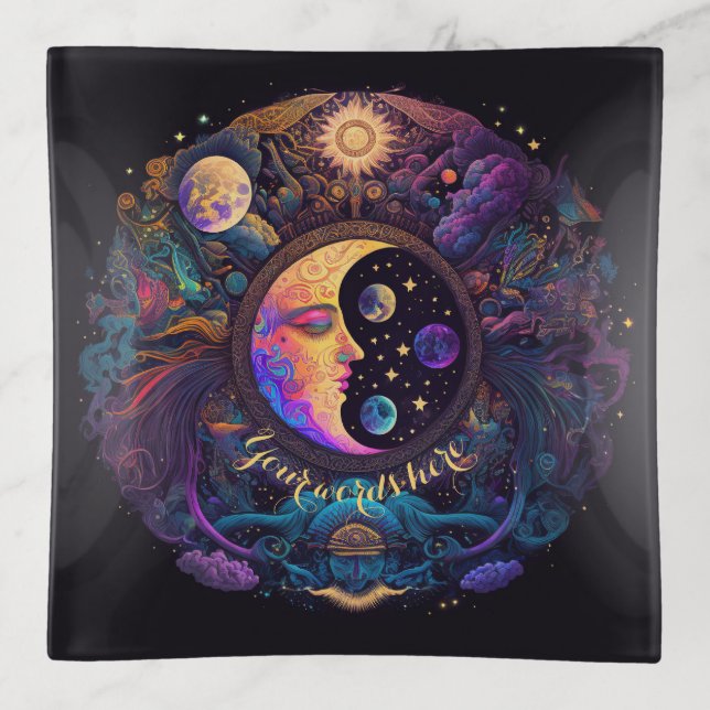Create Your Own Mystical Man in Moon Trinket Tray (Front)