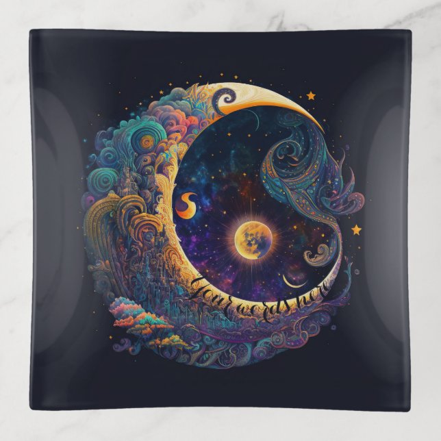 Create Your Own Mystical Mermaid Moon Trinket Tray (Front)