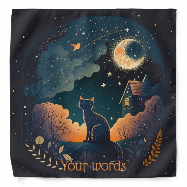 Create Your Own Mystical Midnight Black Cat Bandana (Front)