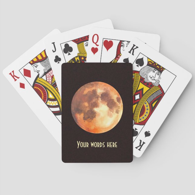 Create Your Own Mystical Orange Moon Poker Cards (Back)
