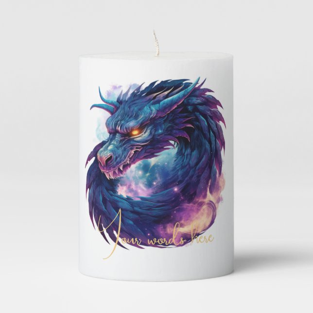 Create Your Own Mystical Purple Dragon Pillar Candle (Front)