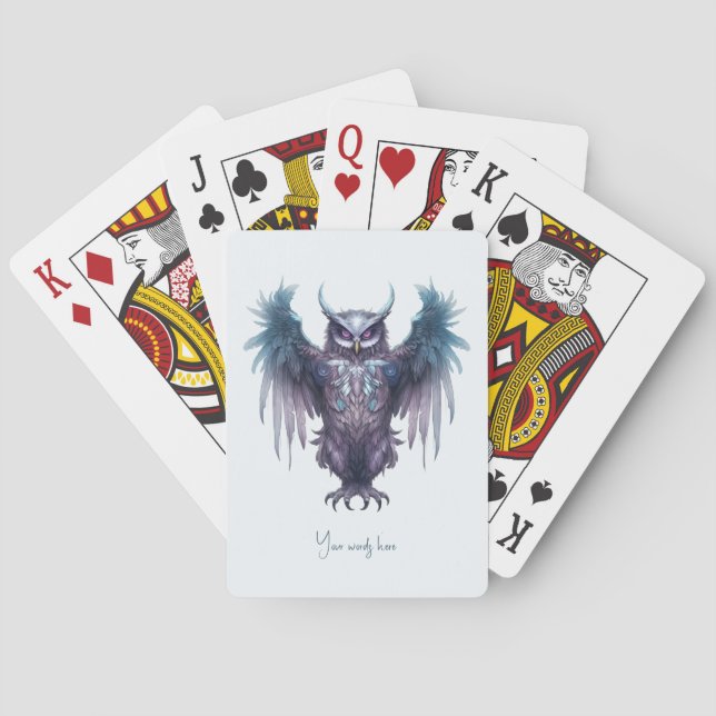 Create Your Own Mystical Purple Owl Poker Cards (Back)