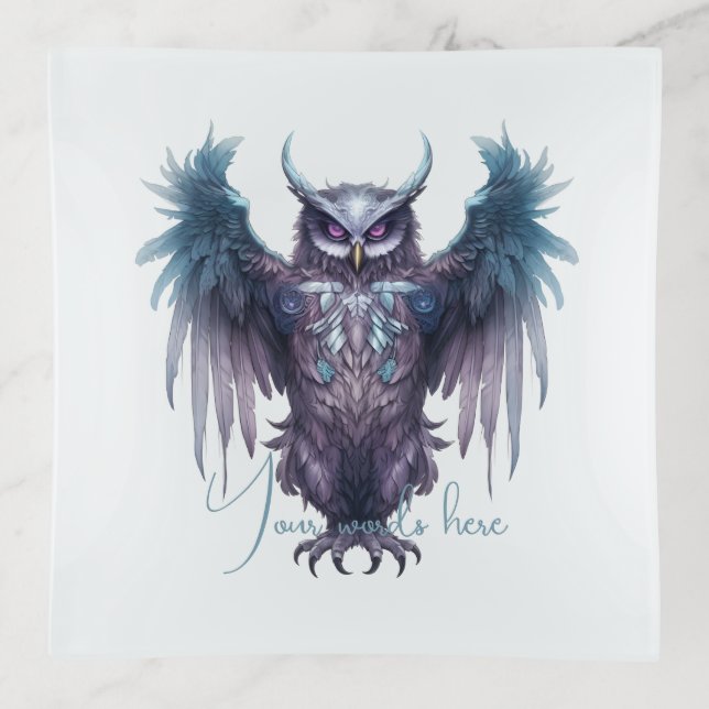 Create Your Own Mystical Purple Owl Trinket Tray (Front)