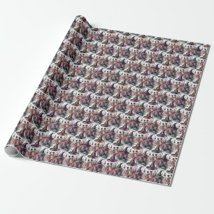 Create Your Own Mystical Samhain Witch Hats Cats Wrapping Paper