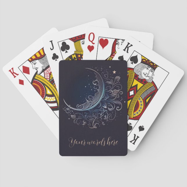 Create Your Own Mystical Silver Moon Poker Cards (Back)