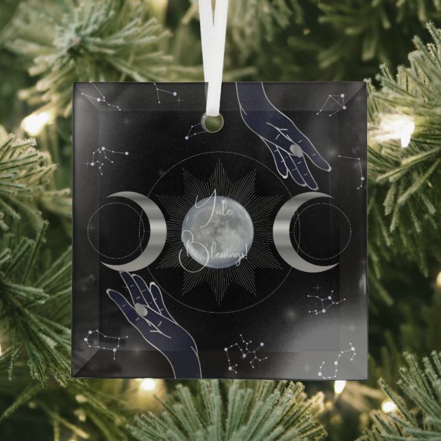 Create Your Own Mystical Silver Triple Moon Tarot Glass Ornament (Insitu)