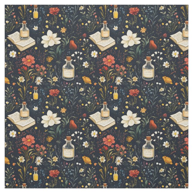 Create Your Own Mystical Wildflowers Grimoire Fabric (Swatch)
