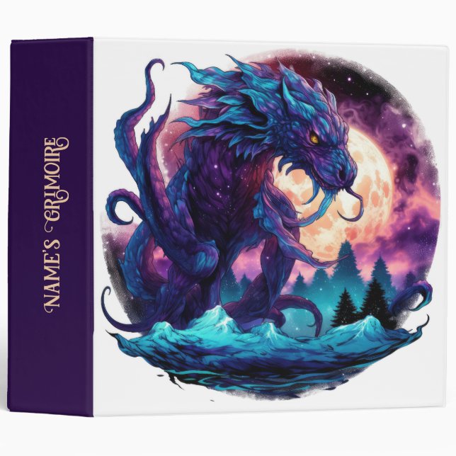 Create Your Own Mythical Kraken Water Dragon 3 Ring Binder (Front/Spine)