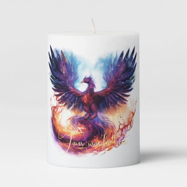 Create Your Own Mythical Phoenix Firebird Pillar Candle (Front)
